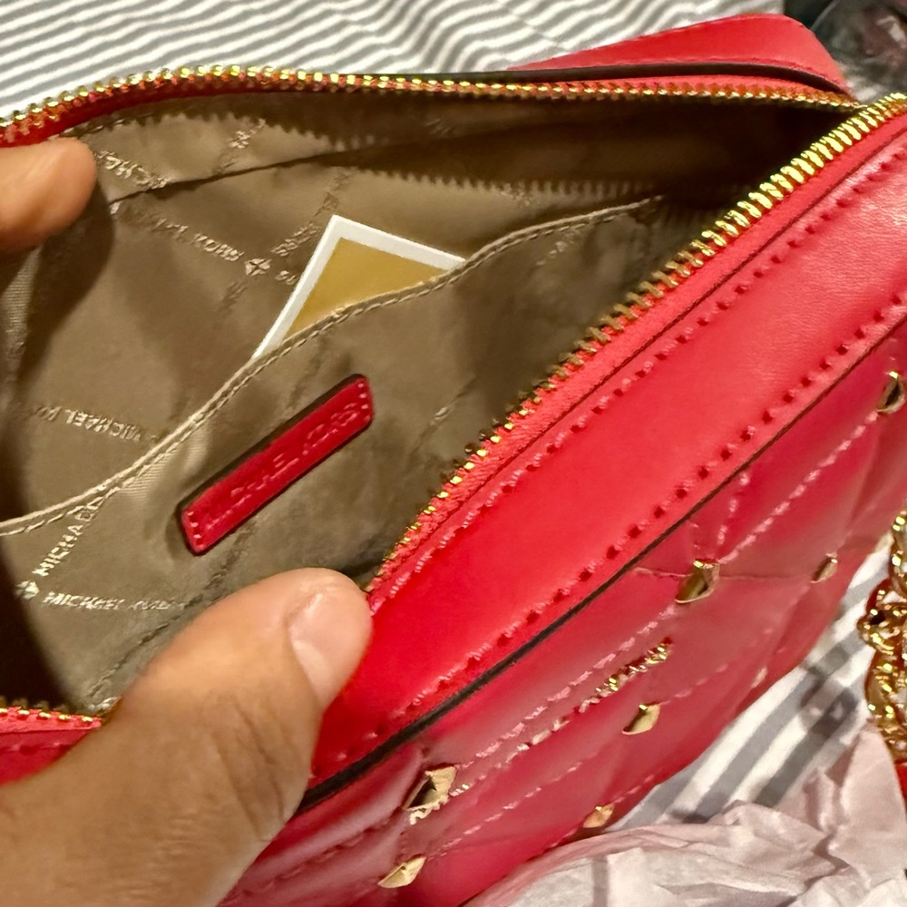 Michael Kors Red Quilted Crossbody Bag - Picture 8 of 9